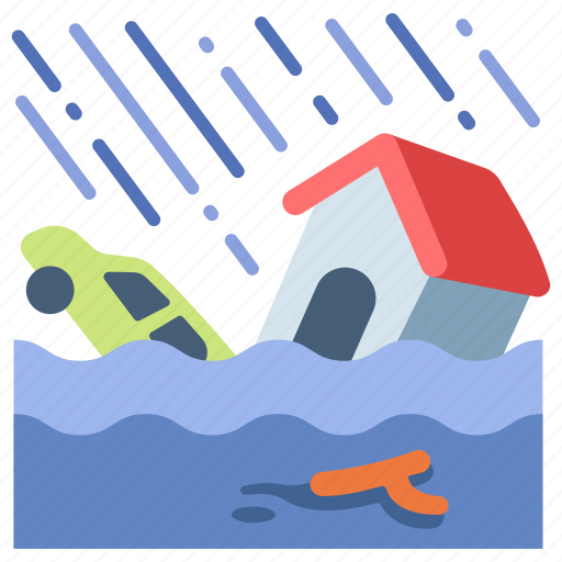 Damage, disaster, flood, house, hurricane, water, weather icon - Download on Iconfinder