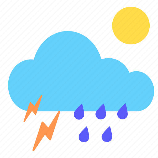 Cloud, cloudy, rain, sun, sunny, thunder, weather icon - Download on Iconfinder