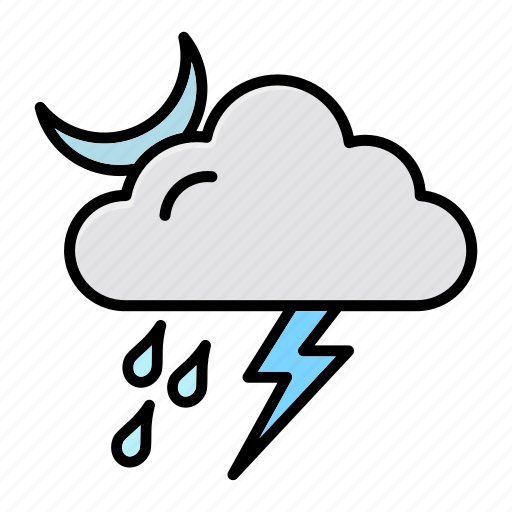 Cloud, moon, rain, thunder, weather icon - Download on Iconfinder