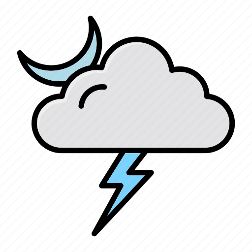 Cloud, moon, night, thunder, weather icon - Download on Iconfinder