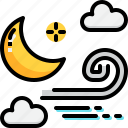 climate, crescent, forecast, moon, night, weather, windy