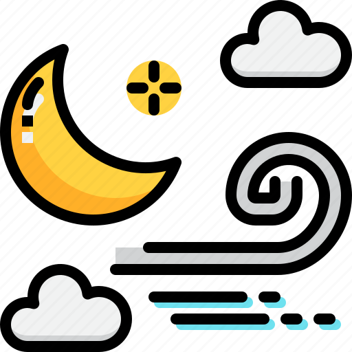 Climate, crescent, forecast, moon, night, weather, windy icon - Download on Iconfinder