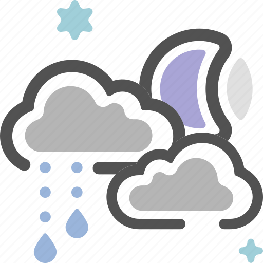 Cloudy, moon, night, rain, shower, weather icon - Download on Iconfinder