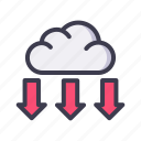 weather, forecast, climate, cloud, down, arrow