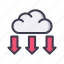 weather, forecast, climate, cloud, down, arrow 