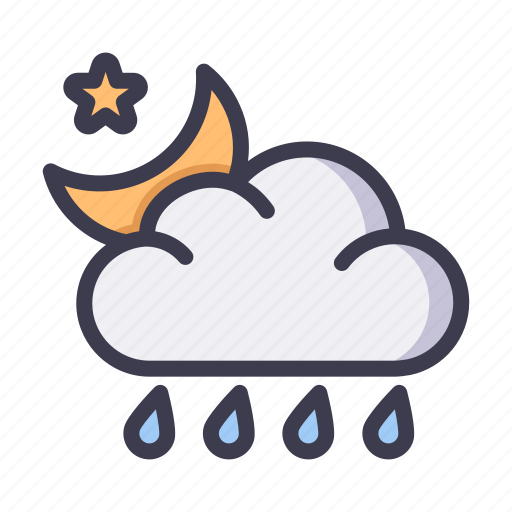 Weather, forecast, climate, night, rain, rainly icon - Download on Iconfinder