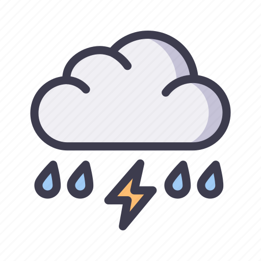 Weather, forecast, climate, rainy, thunder, lighting, rain icon - Download on Iconfinder