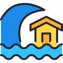 house, home, tsunami, wave, disaster