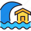 house, home, tsunami, wave, disaster 