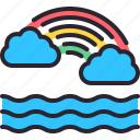 rainbow, weather, cloud, wave, sea 