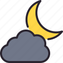 moon, crescent, cloud, night, weather 