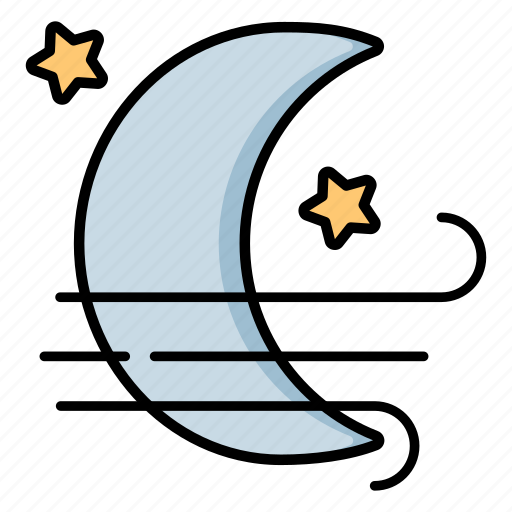 Windy, night, weather, wind, fresh, breeze, moon icon - Download on Iconfinder