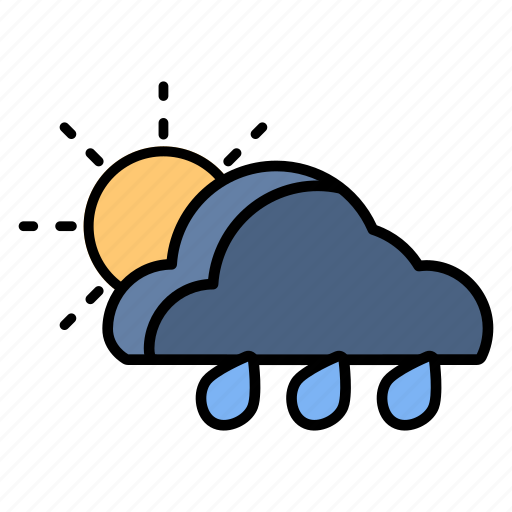 Sun, cloud, rain, drizzle, nature, rainy, raining icon - Download on Iconfinder