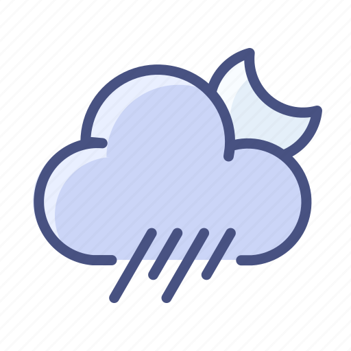 Cloud, heavy, rain, night, moon, weather icon - Download on Iconfinder