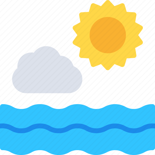 Sun, weather, cloud, sea, wave icon - Download on Iconfinder