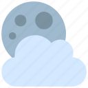 moon, behind, cloud, climate, forecast, night, sky