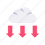 weather, forecast, climate, cloud, down, arrow 