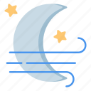 windy, night, weather, wind, air, breeze, moon, crescent, star