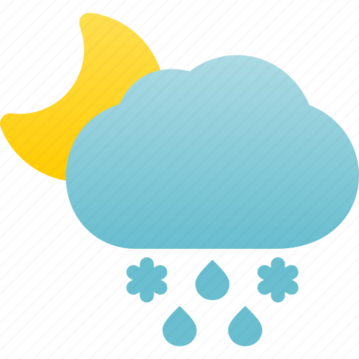 Falls, mixed, night, precipitation, sleet, weather icon - Download on Iconfinder
