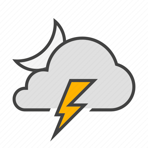 Cloud, cloudy, forcast, moon, night, thunder, weather icon - Download on Iconfinder