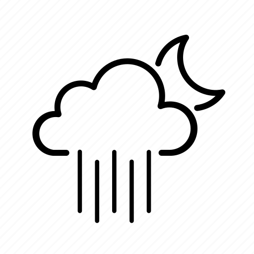 Cloud, cloudy, downpour, moon, night, rain, weather icon - Download on Iconfinder