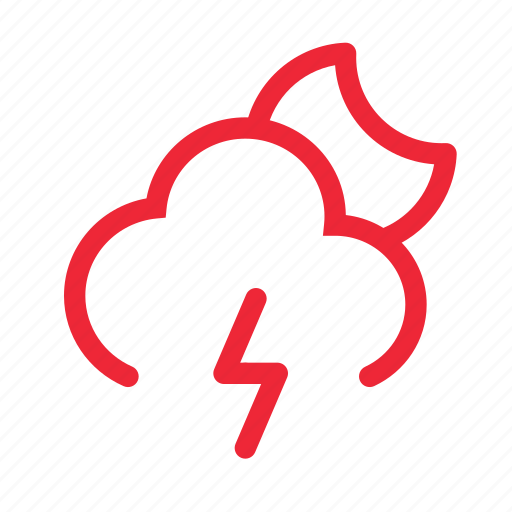 Cloud, forecast, lighting, moon, outline, storm, weather icon - Download on Iconfinder