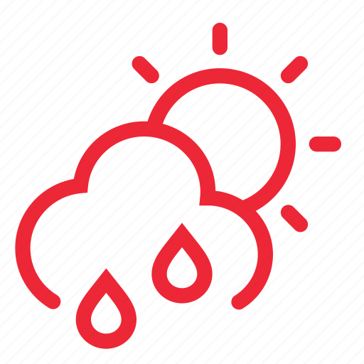 Cloud, drizzle, forecast, outline, rainy, sun, weather icon - Download on Iconfinder