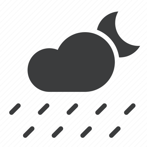 Cloud, forecast, moon, night, rain, rainfall, weather icon - Download on Iconfinder