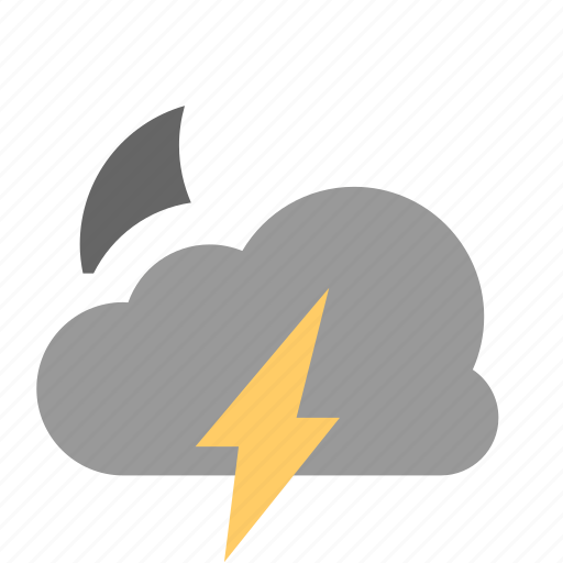 Cloud, grey, lightning, moon, with icon - Download on Iconfinder