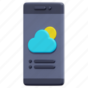 weather, app, cloud, mobile, smartphone, application, meteorology, 3d 