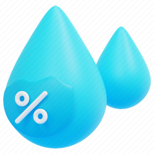 Humidity, weather, water, drop, rain, percentage, climate 3D illustration - Download on Iconfinder