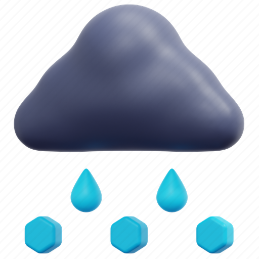 Sleet, weather, cloud, raindrop, snowflake, forecast, rain 3D illustration - Download on Iconfinder