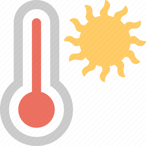 Hot, sun, temperature, thermometer, with icon - Download on Iconfinder