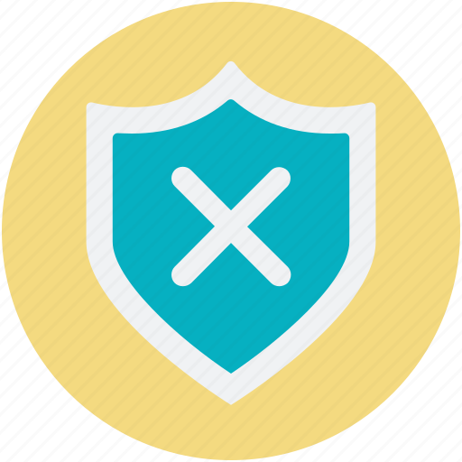 Insecure, risky, shield cross, unsafe, unsure icon - Download on Iconfinder