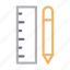 edit, measure, pencil, ruler, scale 