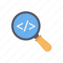 magnifying, glass, html, coding, search