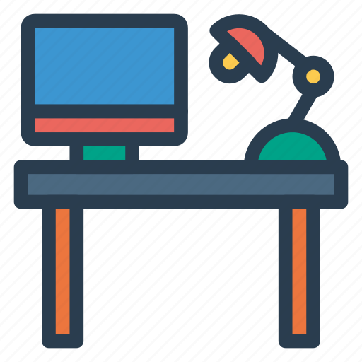 Computer, desk, lamp, table icon - Download on Iconfinder