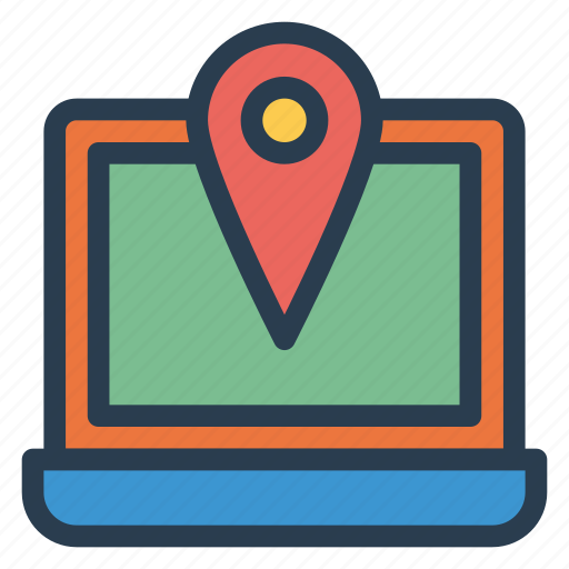 Laptop, location, map, pin icon - Download on Iconfinder