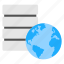 global data repository, global database, globe with database, hosting concept, worldwide storage 