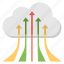 cloud computing, cloud migration, cloud with arrows, data transfer, digital cloud uploading 