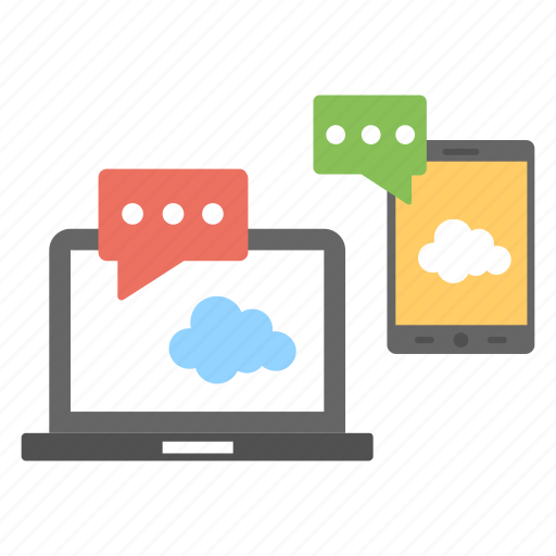 Cloud based communication, cloud hosting, online conversation, speech technology, web chating icon - Download on Iconfinder