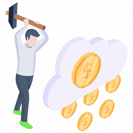 Money mining, cloud mining, cloud money, cloud storage, currency mining icon - Download on Iconfinder