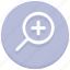find, in, magnifier, magnify glass, plus, search, zoom 