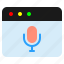 microphone, page, podcast, record, website 