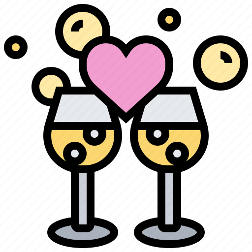 Celebration, champagne, congratulation, glasses, heart icon - Download on Iconfinder
