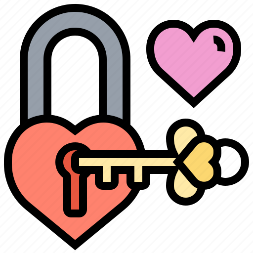 Hearts, key, padlock, romance, unlock icon - Download on Iconfinder