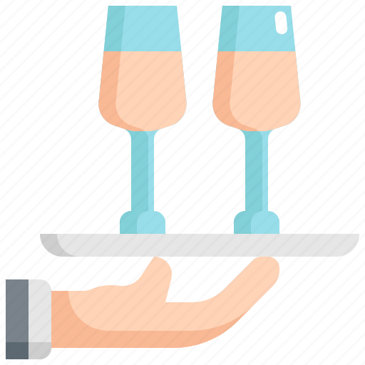 Glass, glasses, hand, serving, tray, waiter icon - Download on Iconfinder