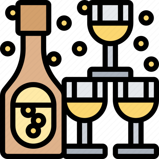 Champagne, glass, tower, coupe, celebration icon - Download on Iconfinder