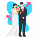 couple, love, marriage, wedding, romance, valentine, bride, groom, sticker