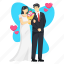 couple, love, marriage, wedding, romance, valentine, bride, groom, sticker 